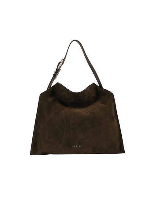 Borsa a spalla Trinity Peach Midi in suede e cuoio Moro ORCIANI | B02231 PEATMO